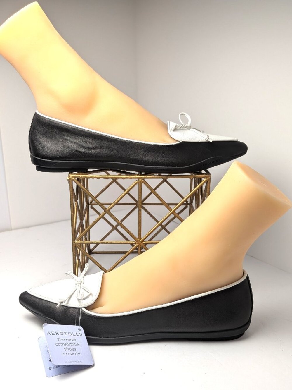 Aerosoles Doran Black White Leather Spectator Pointed Toe Flats 10M NWT